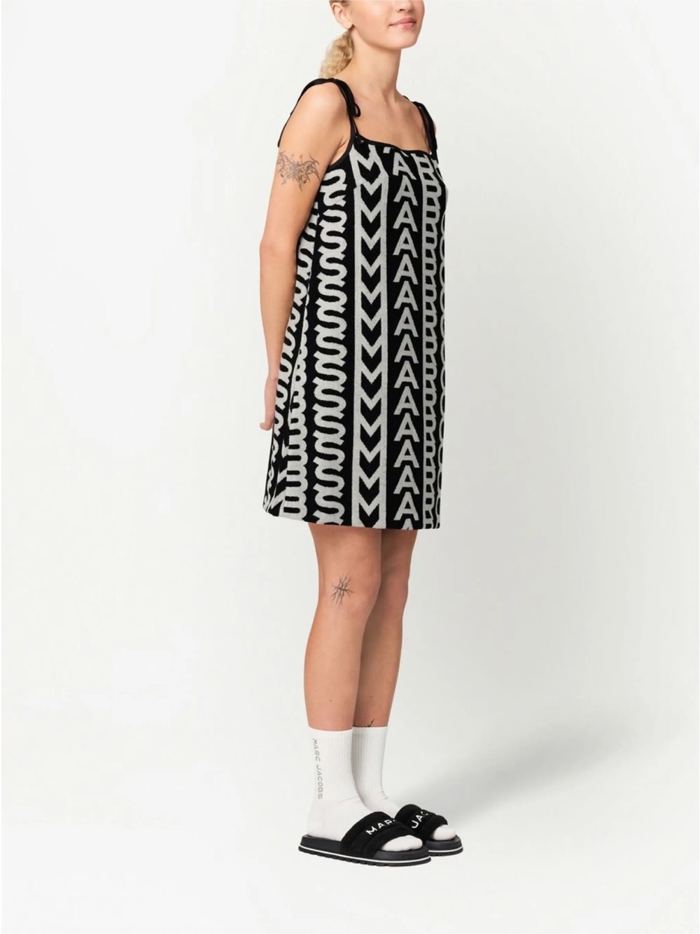 Marc Jacobs Black and White Mini Dress with Logo Stripe - Picture 4 of 5